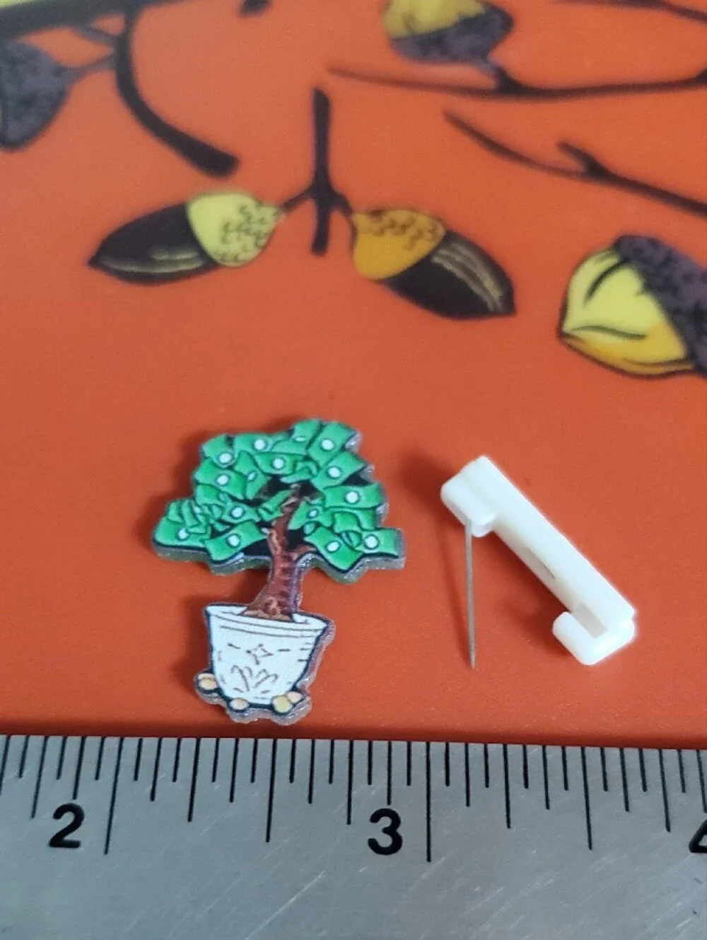 Green Potted Money Tree Acrylic Pin